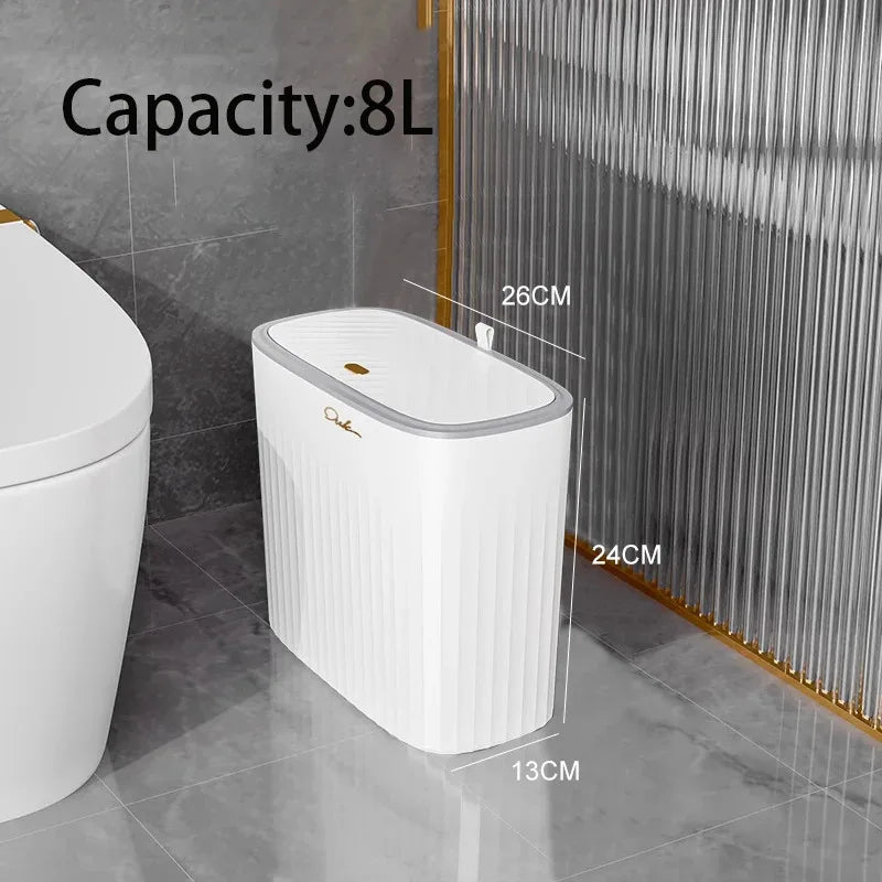 Poubelle Salle de Bain Étroite à Pression, 8 L ou 13 L
