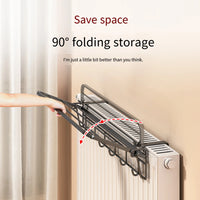 Porte-Serviette Radiateur Pliable Noir ou Blanc, Sans Perçage 35 cm