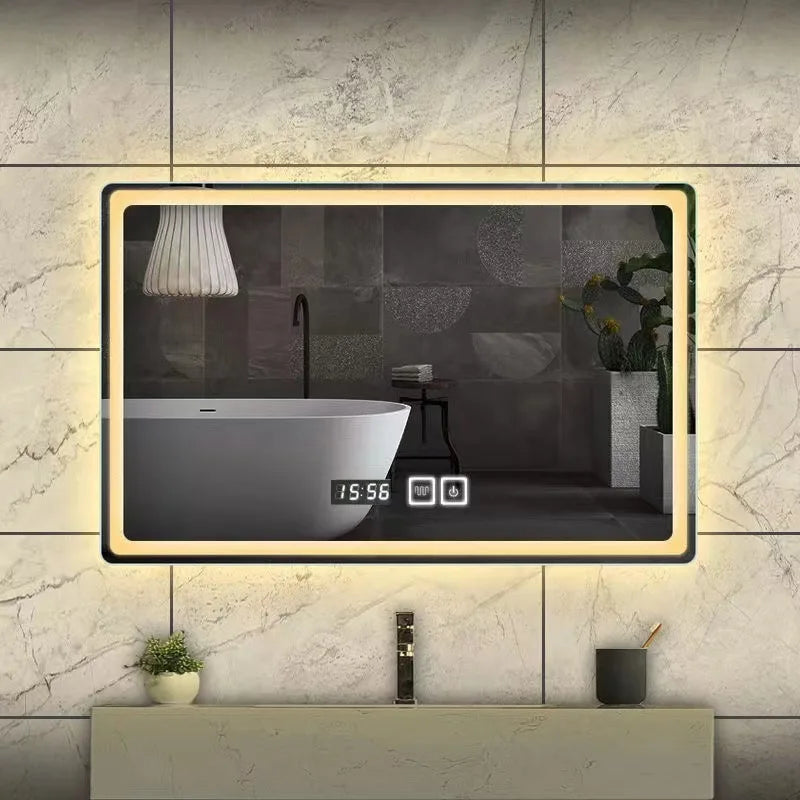 Miroir LED Salle de Bain Rectangulaire Mural Variateur Tactile