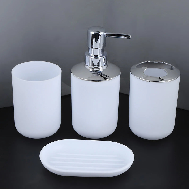 Set Accessoires Salle de Bain Blanc ou Gris, 4 Pièces avec Distributeur