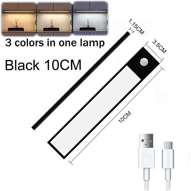 Réglette LED Sous Meuble Aluminium 3 Couleurs avec Détecteur de Mouvement