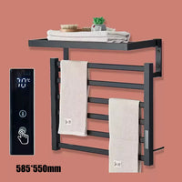 Porte-Serviette Chauffant Électrique Noir Tactile Inox