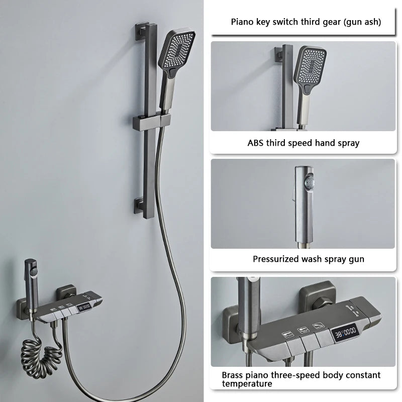 Colonne de Douche Piano Blanc ou Gris Anthracite, 2 ou 3 Touches