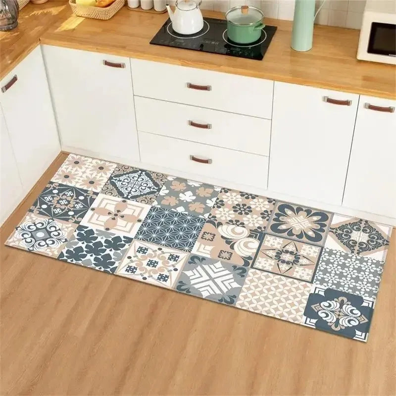 Tapis de Cuisine Antidérapant Carreaux de Ciment, 5 Motifs, 2 Tailles