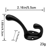 Patère Salle de Bain Noire à Double Crochet, Lot de 10 Pièces