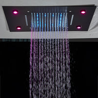 Douche Encastrable Thermostatique 3 Boutons, Plafond LED Pluie et Cascade