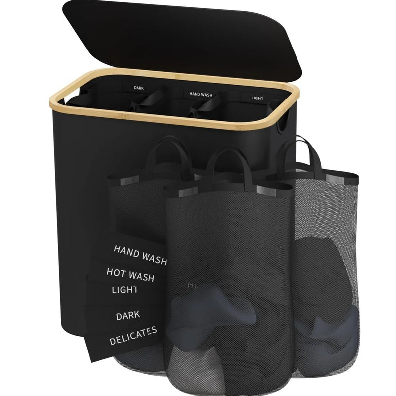 Panier à Linge Étroit avec Couvercle et Sacs Amovibles, 100 L ou 160 L