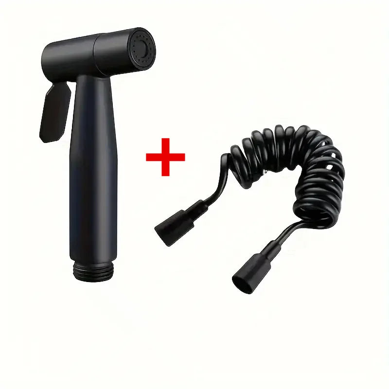Robinet d'Angle Double Sortie, Douchette WC en Option, Noir Chromé Gris