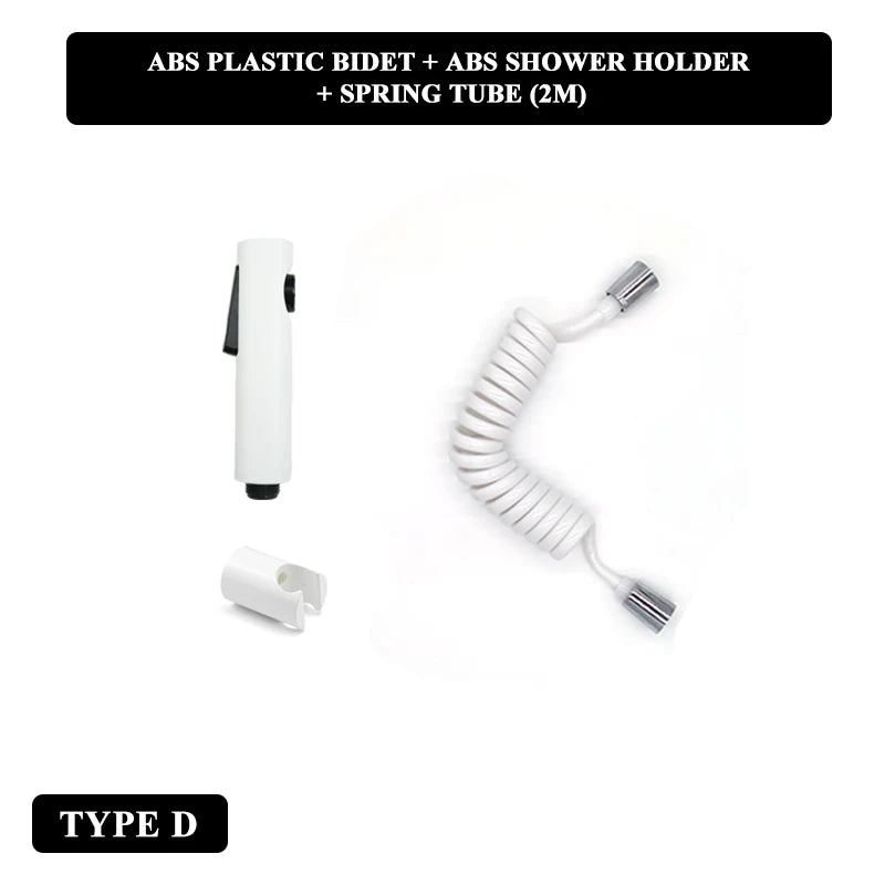 Douchette WC Blanche Pulvérisateur ABS ou Inox avec Flexible et Support Mural