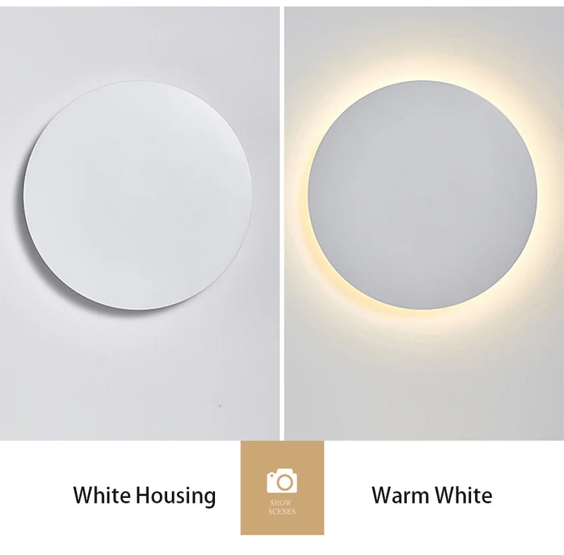 Applique Murale LED Ronde, Doré Brossé, Blanc ou Noir, 15 ou 20 cm