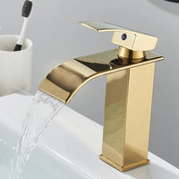 Mitigeur Lavabo Cascade Doré Compact en Inox