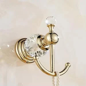 Accessoires Salle de Bain Dorés Cristal à la Pièce, 16 Articles