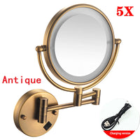 Miroir Grossissant Mural LED Double Face en Laiton 3x ou 5x