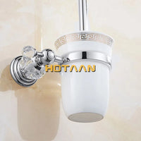 Accessoires Salle de Bain Chromé Cristal Frise Grecque à la Pièce, 17 Articles