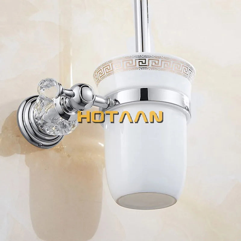 Accessoires Salle de Bain Chromé Cristal Frise Grecque à la Pièce, 17 Articles