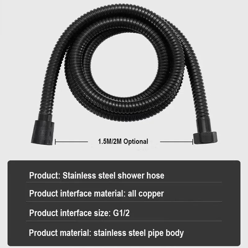 Flexible de Douche Renforcé Noir et Argenté 150-200 cm