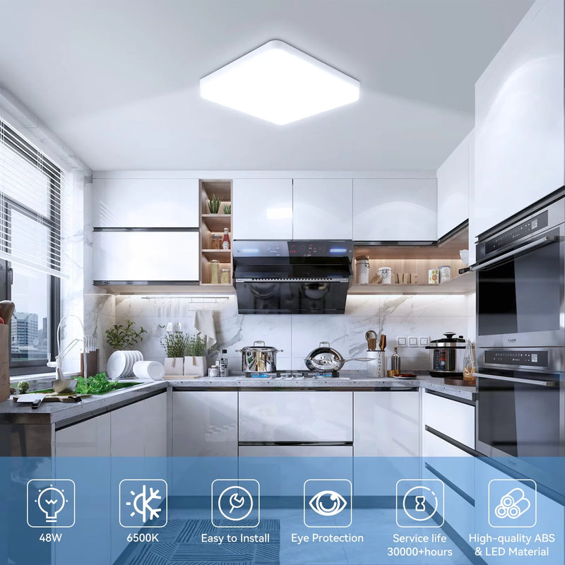 Plafonnier Salle de Bain LED IP45 Carré ou Rond, 15 à 30 cm
