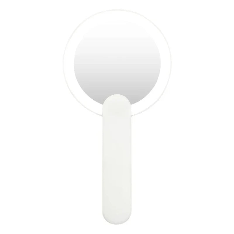 Miroir de Poche LED Rechargeable USB à Poignée Rotative, Rose ou Blanc