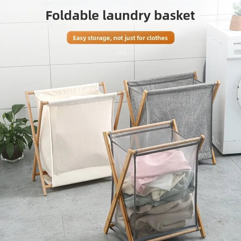 Panier à Linge Pliable en Bambou Structure X 40 cm