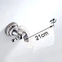 Accessoires Salle de Bain Chromé Décor Céramique Bleue à la Pièce, 11 Articles