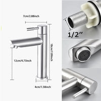 Robinet Lave-Main Eau Froide Inox 304 Noir ou Brossé, 18 cm
