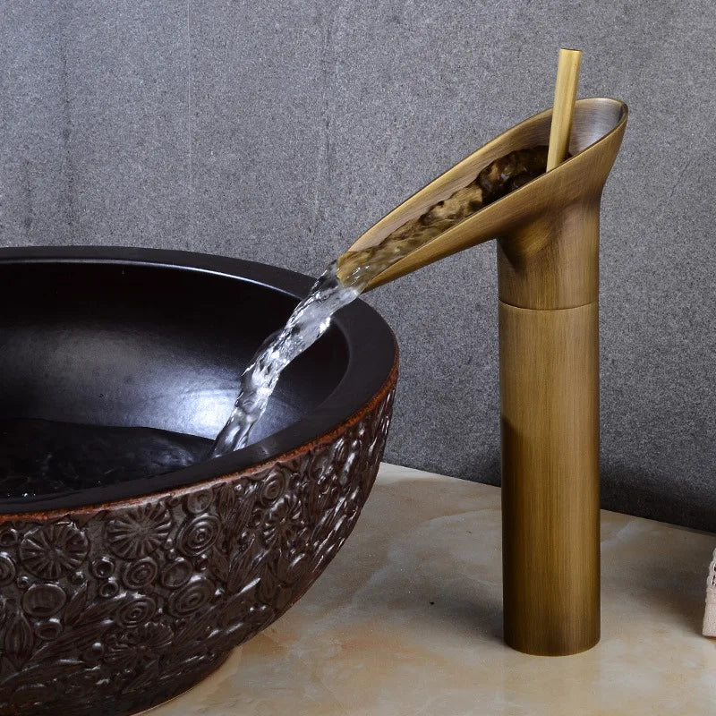 Mitigeur Lavabo Cascade Laiton Bec Haut