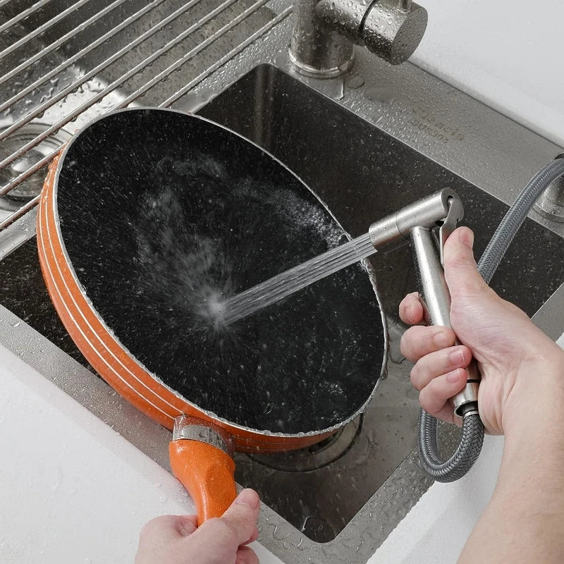 Douchette Évier Cuisine Extractible Inox avec Socle, Noir ou Brossé