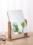 Miroir de Table Rotatif 360° en Bois, Rectangulaire 12,7 x 17,7 cm