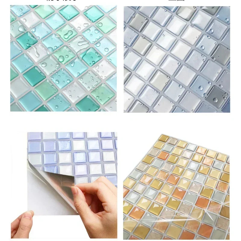 Sticker Mosaïque Cristal 3D Adhésif Étanche pour Cuisine