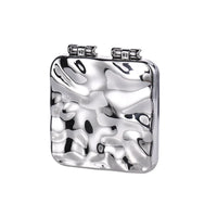 Miroir de Poche Carré Pliant à Relief Ondulé, Violet ou Argent