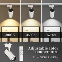 Spot LED sur Rail Dimmable, Kit 3 à 8 Spots 20 W avec Télécommande