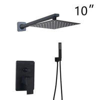 Douche Encastrable Noir Mat Pluie Carrée 20 à 40 cm avec Douchette
