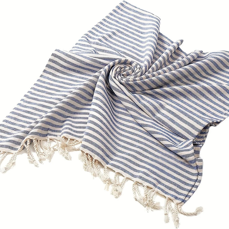 Serviette de Bain Turque Rayée à Franges en Coton 99 x 180 cm