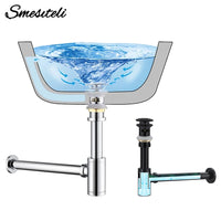 Siphon de Lavabo Laiton Mural Réglable 20,8 à 28,2 cm, 6 Finitions