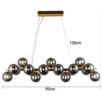 Lustre Suspension Cuisine Bulles de Verre, Cercle Doré, 15 à 25 Globes