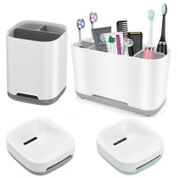 Porte-Brosse à Dents, Gobelet et Porte-Savon Blanc à la Pièce