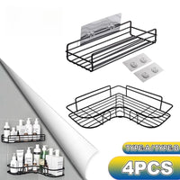 Étagère de Salle de Bain Inox Sans Perçage Droite ou d'Angle