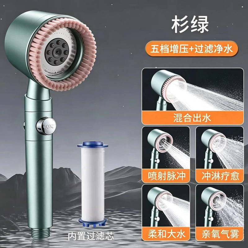 Pommeau de Douche Haute Pression 5 Modes Filtre Intégré, 9 Coloris