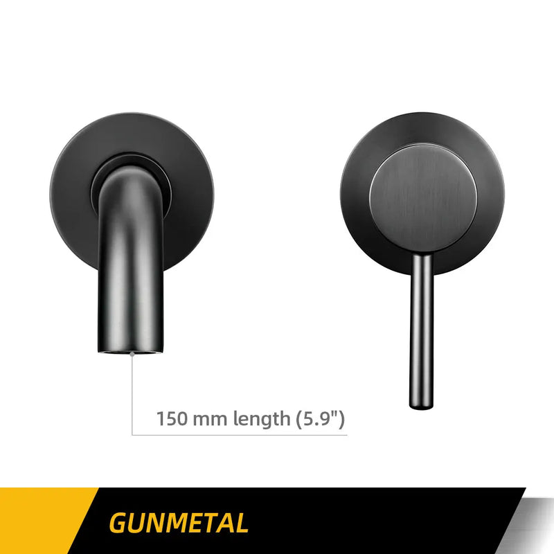 Robinet Mural Lavabo Encastré Laiton, Bec 15 à 26 cm, 9 Finitions