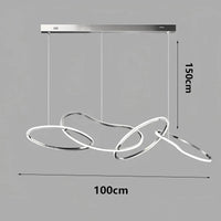 Suspension Cuisine LED Anneaux Entrelacés, 80 à 180 cm