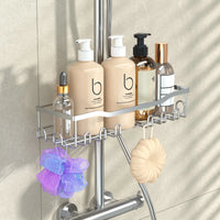 Étagère de Douche Sans Perçage pour Barre de Douche, Noir ou Argent