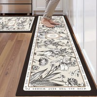 Tapis de Cuisine Vintage à Motif Floral Antidérapant, Lot de 2 ou à la Pièce