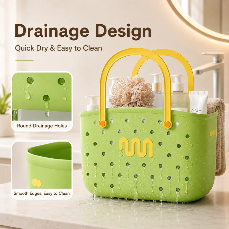 Panier de Douche Portable Trous Ronds 29,5 cm, Vert ou Jaune