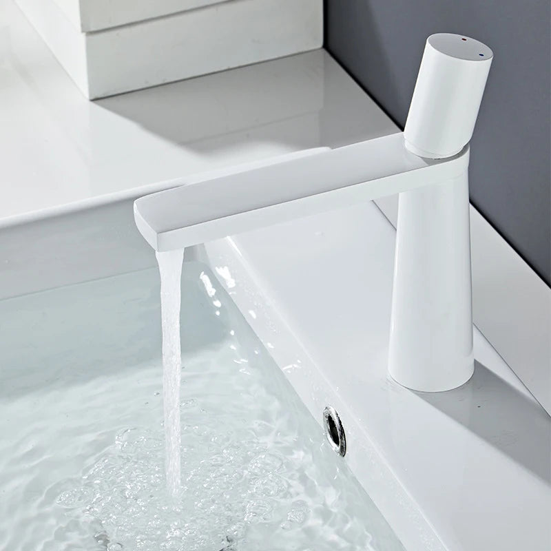 Mitigeur Lavabo Monotrou Blanc, Noir ou Chromé, Modèle Haut ou Bas