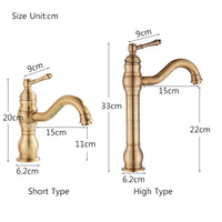 Mitigeur Lavabo Rétro Colonne Laiton Antique