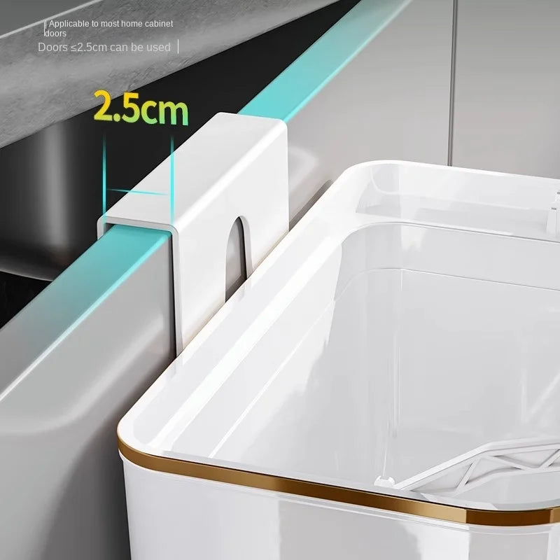 Poubelle de Cuisine Suspendue avec Couvercle Coulissant, Blanc ou Vert, 2 Hauteurs