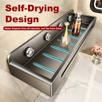Étagère Salle de Bain Inox Gris à Ventouses, Sans Perçage 30 à 50 cm