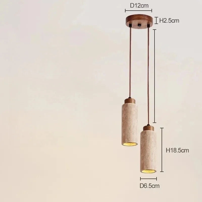 Suspension Cuisine en Pierre Travertin 1 à 3 Lampes, Cylindre ou Carré