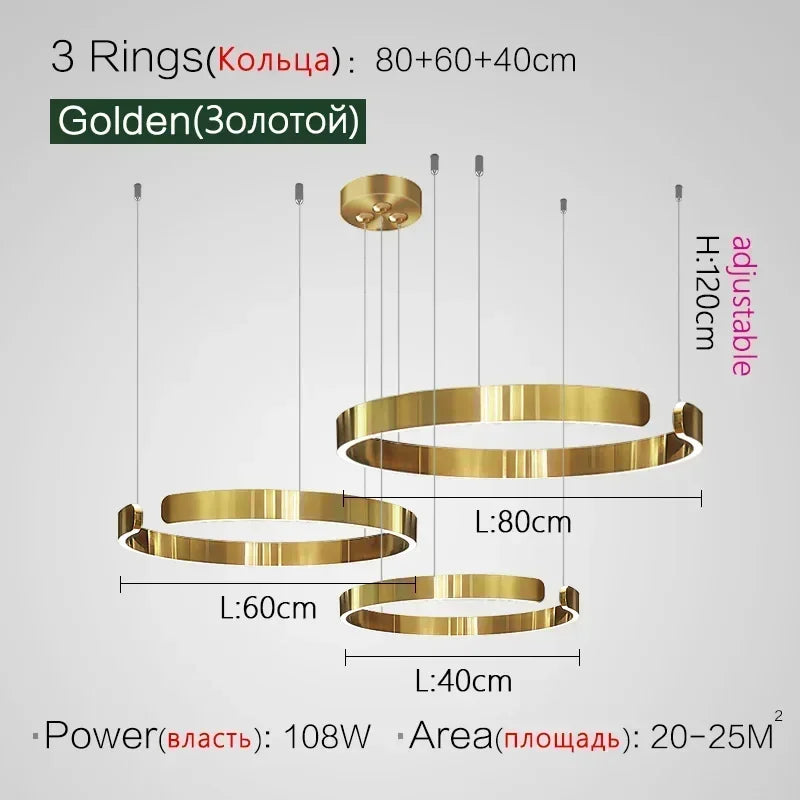 Suspension Cuisine LED Anneaux Ouverts, Ø 40 à 80 cm