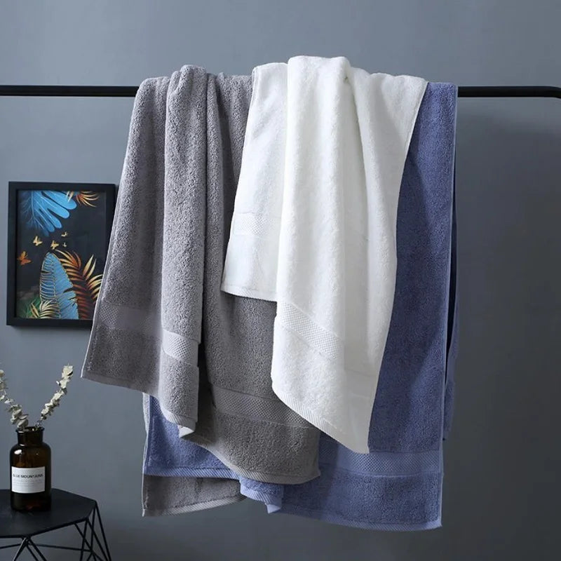 Grande Serviette de Bain Coton 80 x 160 cm, Gris, Blanc ou Bleu